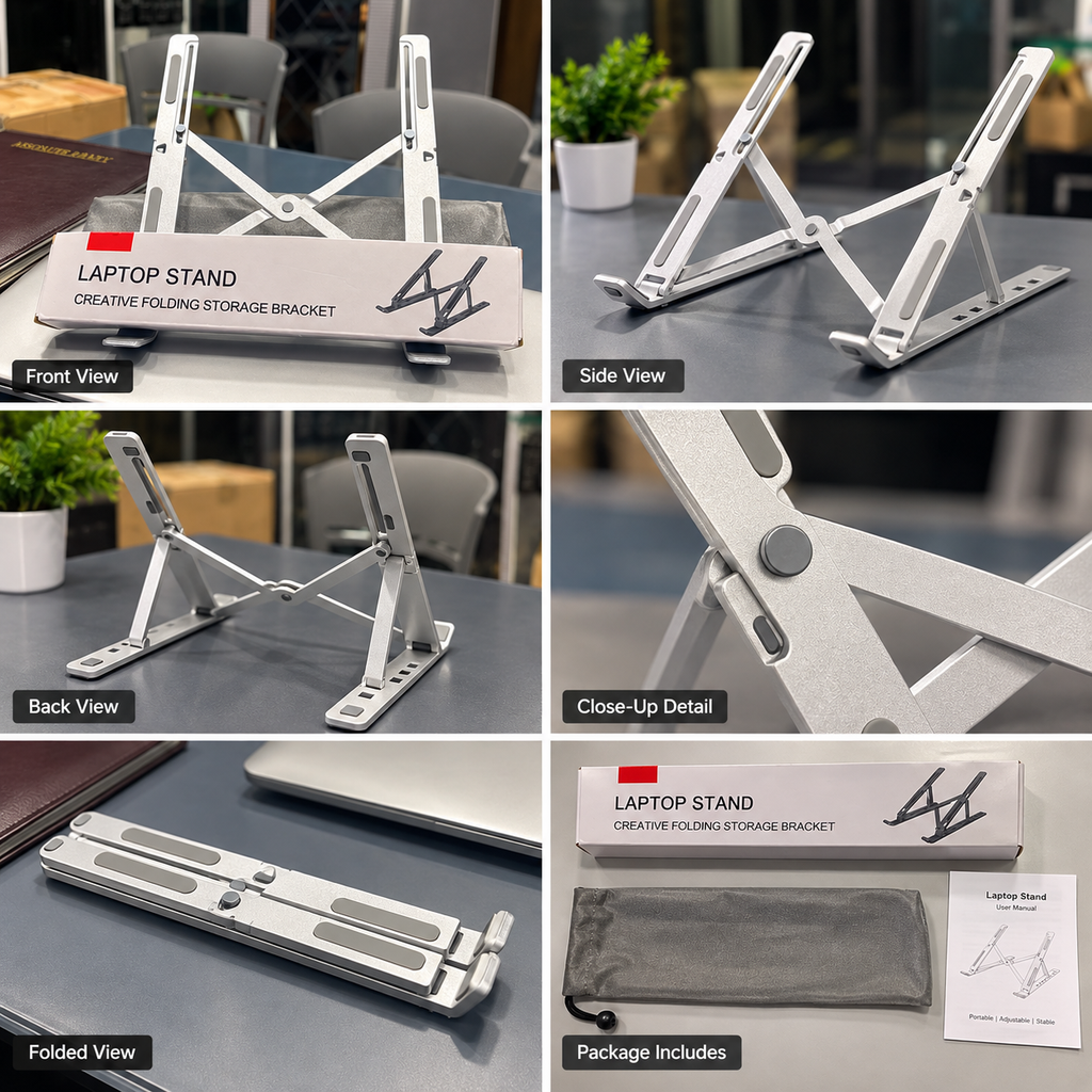 Foldable Adjustable Height Laptop Stand and Tablet Stand