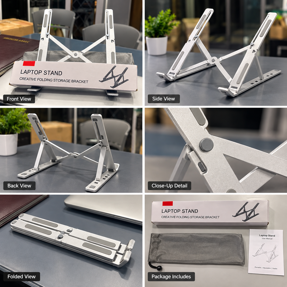Foldable Adjustable Height Laptop Stand and Tablet Stand